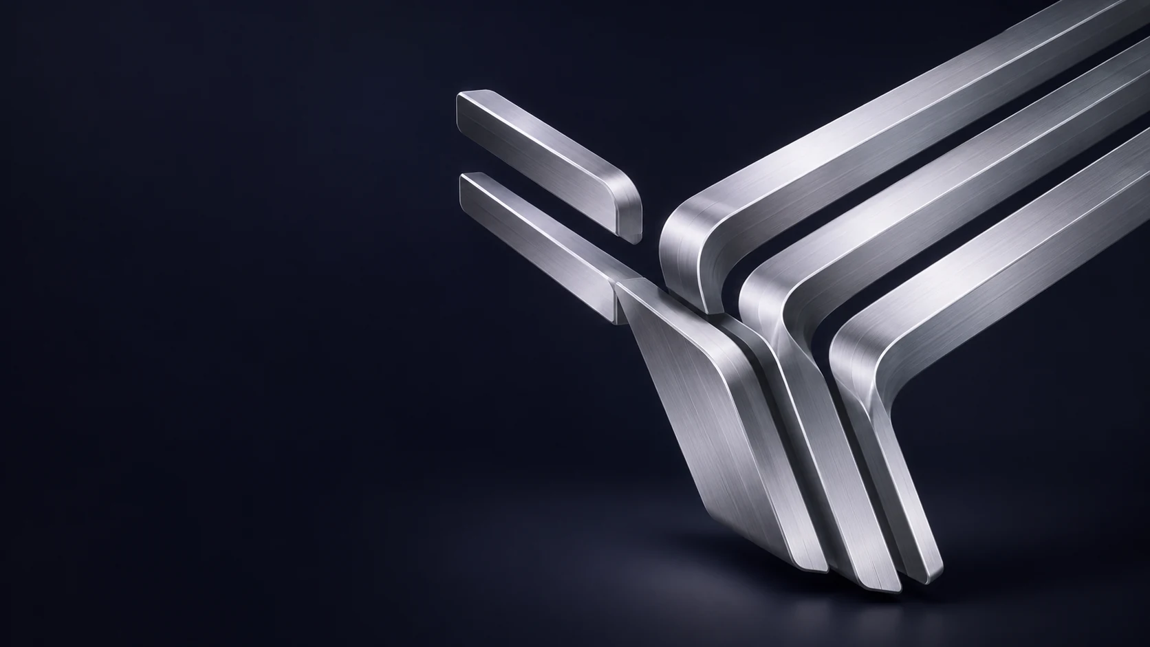 Sculptural metal channels brought into precise alignment